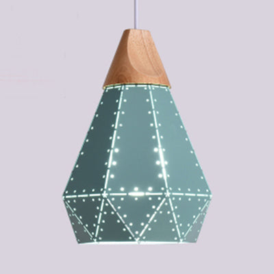 Restaurante en forma de diamante de techo de diamante de metal y madera de madera de color azul/verde/rosa/amarillo iluminación colgante