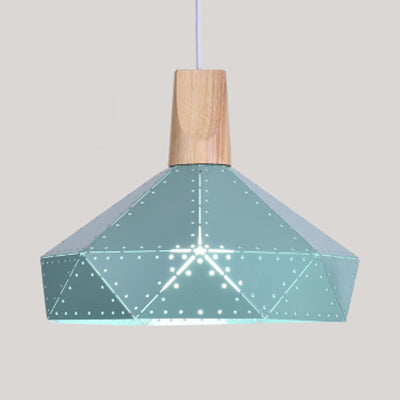 Restaurante en forma de diamante de techo de diamante de metal y madera de madera de color azul/verde/rosa/amarillo iluminación colgante