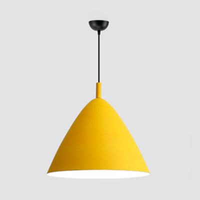Nordic Candy Colored Pendant Fixture Pyramid Shade 10.5/13/16 Inch Wide One Light Aluminum Hanging Light for Cafe