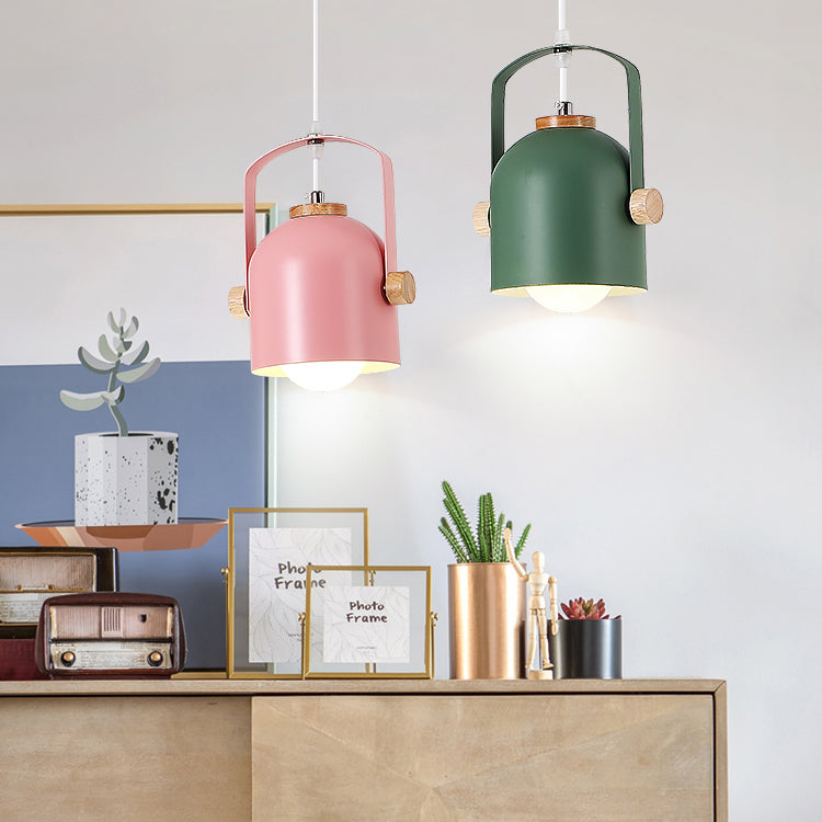 1 luce a coppa a coppa con manico Macaron Loft Alluminio appeso Luce in grigio/verde/rosa/bianco/giallo per Restaurant Hotel