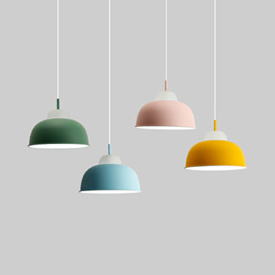 Lámpara colgante de Macaron Loft Bowl Bombilla de aluminio Luz de aluminio para sala de enfermería