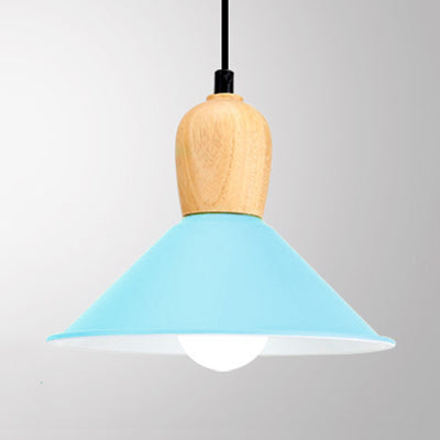 Kindergarten Pyramid Ceiling Pendant Light Aluminum 1 Light Bright-Colored Hanging Lamp