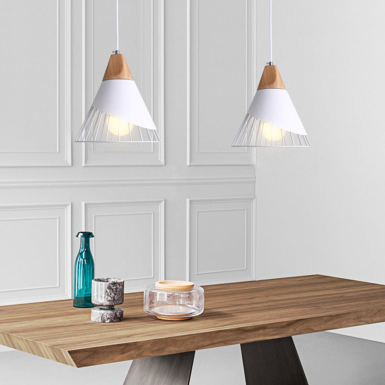 12"/14" Wide Single Bulb Cone Pendant Light with Iron Wire Modern Metallic Hanging Lamp for Balcony Bar