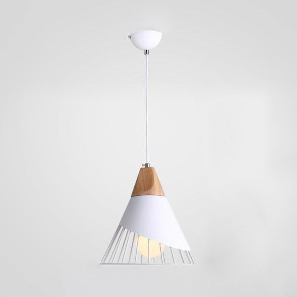 12"/14" Wide Single Bulb Cone Pendant Light with Iron Wire Modern Metallic Hanging Lamp for Balcony Bar
