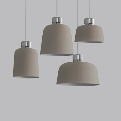 Lámpara colgante de comedor de comedor de sombra de sombra de cubo una bombilla de 9 "/10" /11.5 "/14" de ancho de ancho simple luz colgante de techo en gris