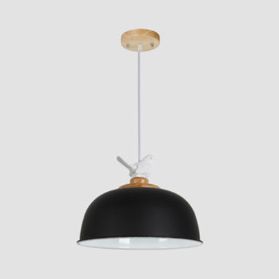 Luz de colgante colgante hemisférico nórdico 1 luz de suspensión de aluminio ligero con pájaro para balcón