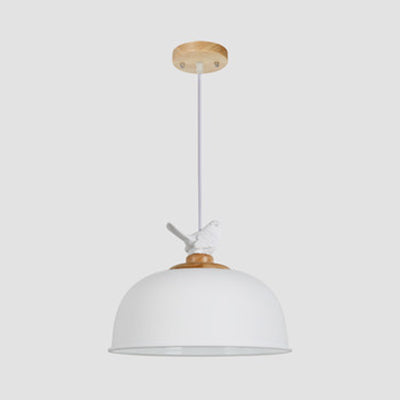 Luz de colgante colgante hemisférico nórdico 1 luz de suspensión de aluminio ligero con pájaro para balcón