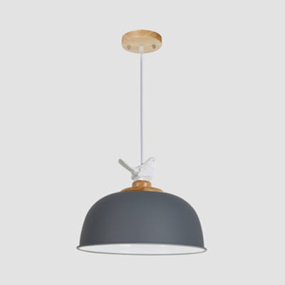 Luz de colgante colgante hemisférico nórdico 1 luz de suspensión de aluminio ligero con pájaro para balcón