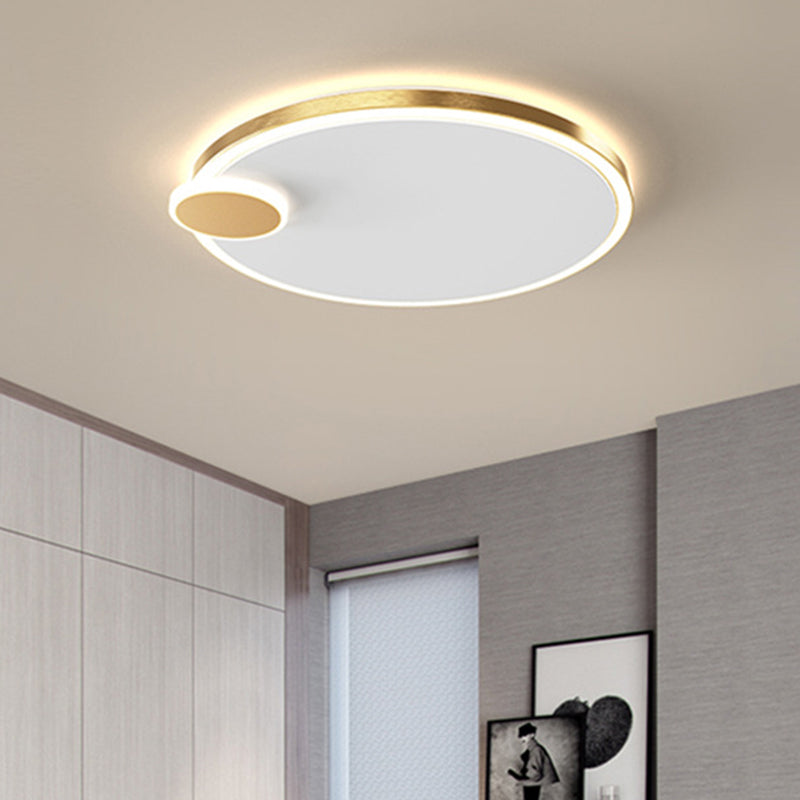 Schwarz/Gold Rund Flush Lamp einfache LED Metallic Flush Deckenleuchte in Warm/Weißes Licht, 16 "/19.5" Dia