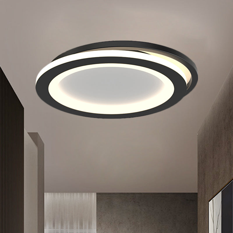 Einfache Rund-/quadratische Deckenbefestigung Metall LED Flur Flush Beleuchtung in Schwarz/Gold