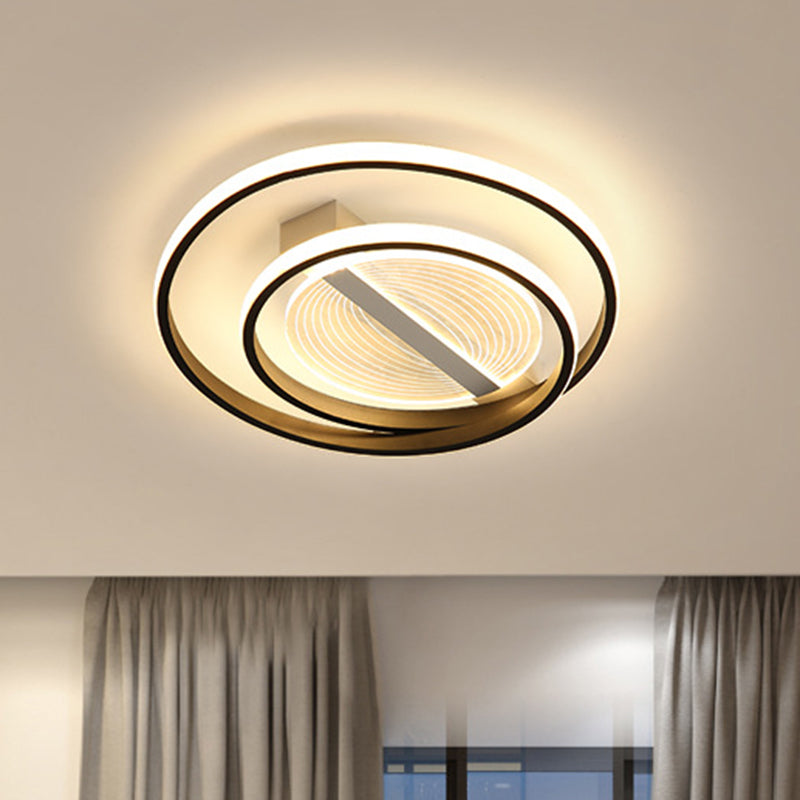 Dual Ring Flush Leuchte Einfachheit Metall Weiß und Gold LED Flush Einbauleuchte in Warm/Weiß Licht, 16"/19.5" W