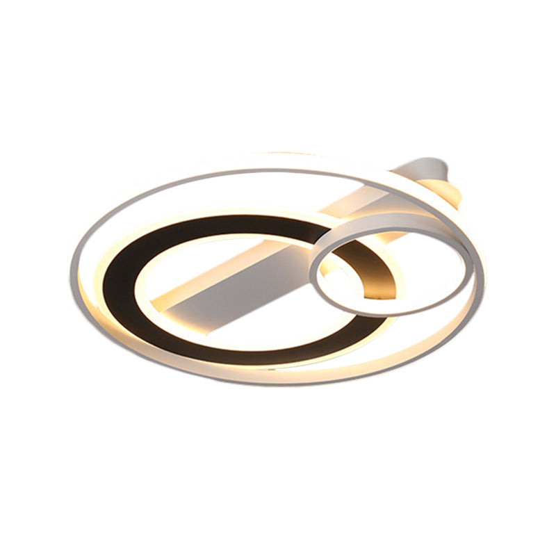 Halo Ring Metallic Deckenleuchte, moderne schwarz-weiße LED-Einbaubeleuchtung in warmem/weißem Licht, 15"/18"/21,5" W