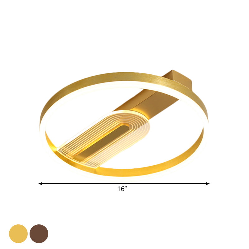 Lampada da incasso con cornice circolare oro/caffè Lampada moderna da incasso metallica a LED, luce calda/bianca