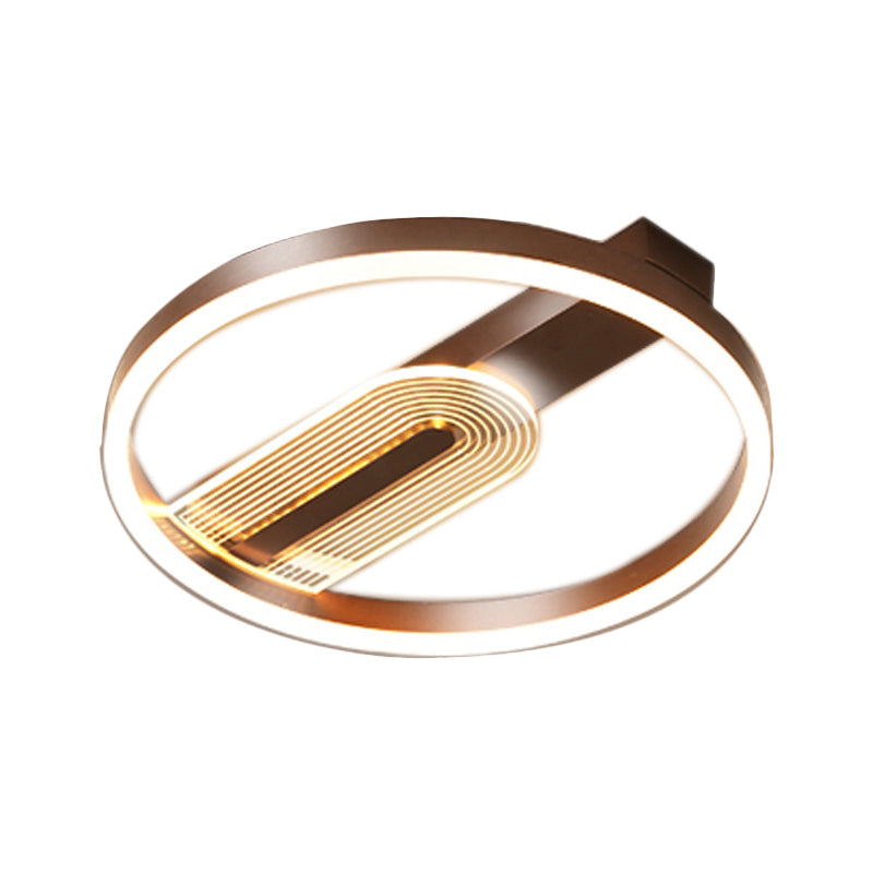 Gold/Kaffee-Kreisrahmen, bündige Beleuchtung, moderne LED-Metall-Unterputzleuchte, warmes/weißes Licht