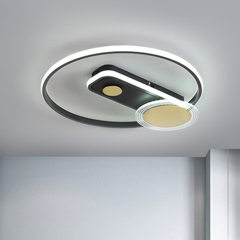 Metallo Hoop Flush Mount Luce Minimal Nero/Oro Finitura LED Lampada a Flush Fixture, 16 "/19.5" Wide