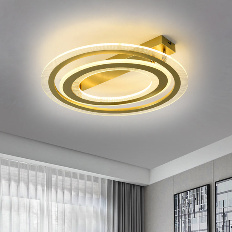 Metall Dual Ring Flush Lamp Einfachheit LED Deckenleuchte Licht in Gold für Schlafzimmer, 16 "/19.5" W