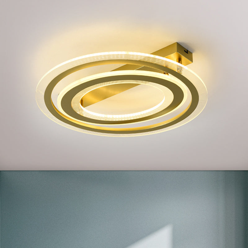 Metall Dual Ring Flush Lamp Einfachheit LED Deckenleuchte Licht in Gold für Schlafzimmer, 16 "/19.5" W