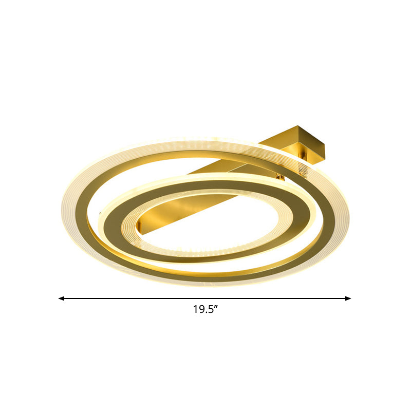 Metall Dual Ring Flush Lamp Einfachheit LED Deckenleuchte Licht in Gold für Schlafzimmer, 16 "/19.5" W