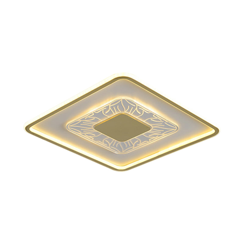 Square Flush Beleuchtung Moderne Acryl Weiß und Gold LED Deckenleuchte
