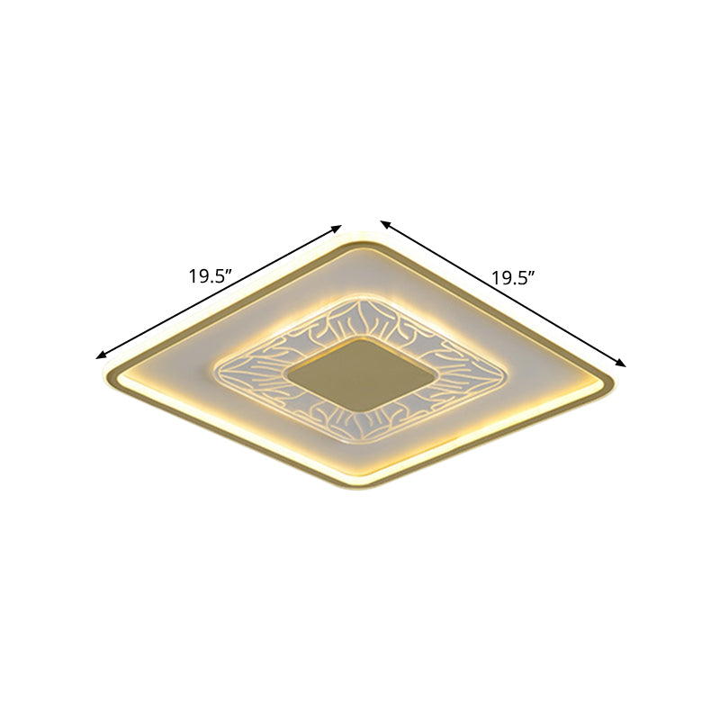 Square Flush Beleuchtung Moderne Acryl Weiß und Gold LED Deckenleuchte