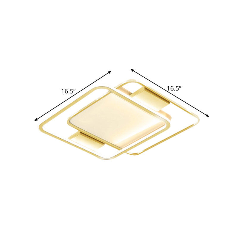 Gold Finish Dual Rhombus Flush Light Minimal 16.5"/20.5" Breite LED Metall Flush Lampe in warm/weiß Licht