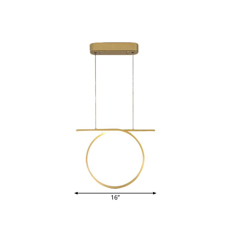 Ring Hanging Light Nordic Style Metallic LED Gold Suspension Lighting for Dining Hall