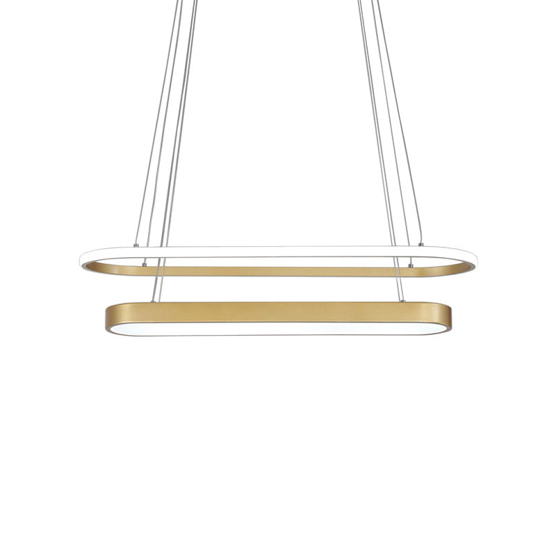 Kit di lampada a pendente a led al lampada ovale a 2 strati nordici in nero/oro, luce calda/bianca