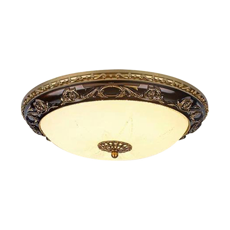 12"/16" Breite klassische Schüssel Deckenflush Cremeglas LED Unterputz Beleuchtung in Schwarz für Schlafzimmer