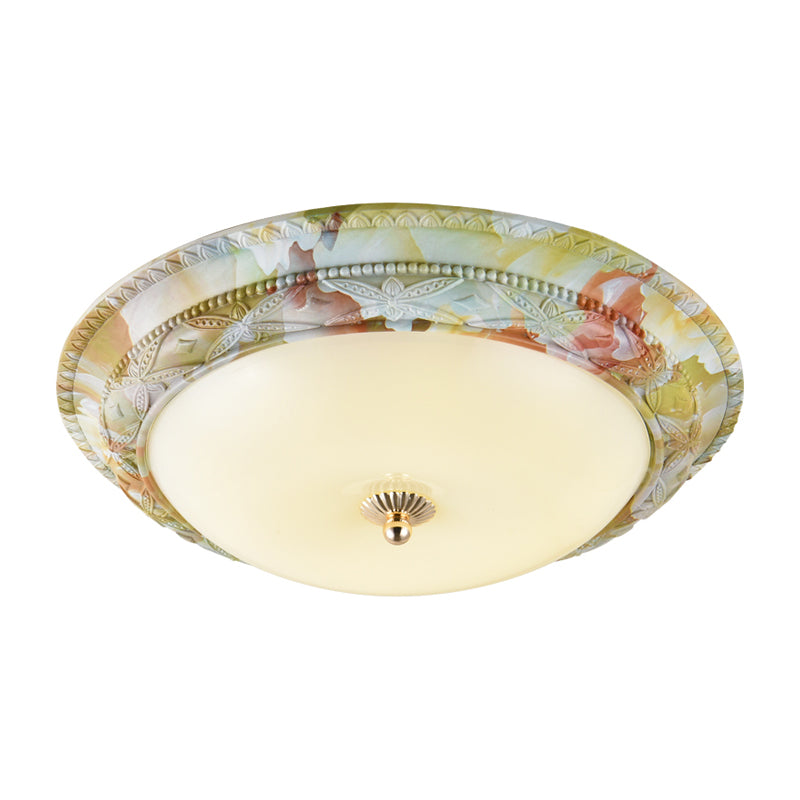 Weiß-Grün abgestufte Deckenlampe Rustikale Opalglas Wohnzimmer LED Unterputzleuchte, 14"/16"/19.5" W