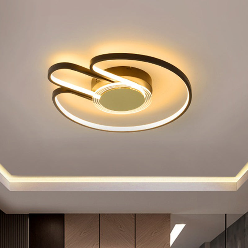 Cornice geometrica nera/oro da incasso moderna illuminazione a LED in metallo da 16"/19,5" di larghezza