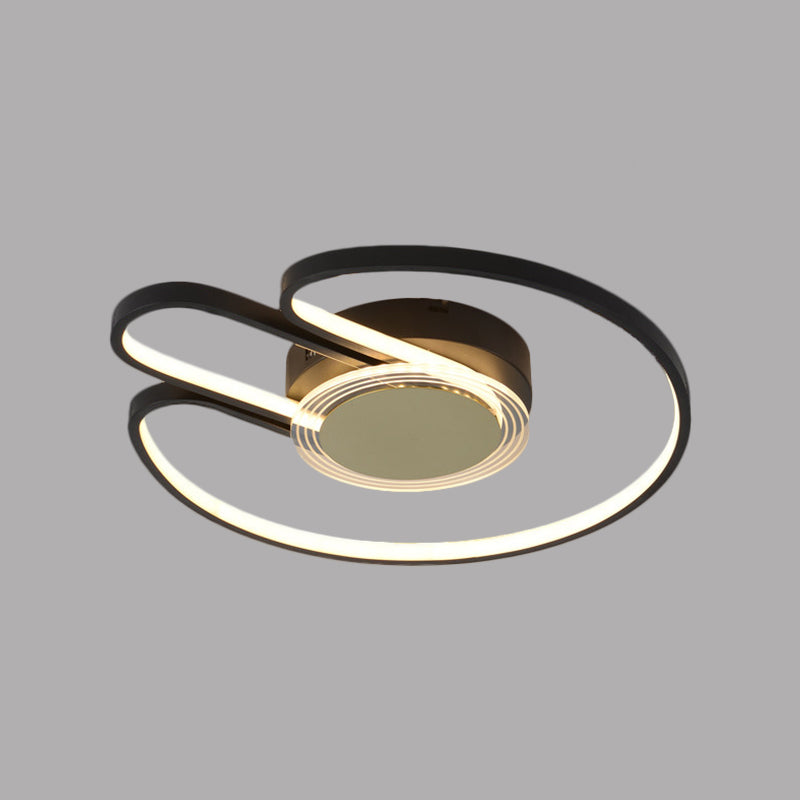 Cornice geometrica nera/oro da incasso moderna illuminazione a LED in metallo da 16"/19,5" di larghezza