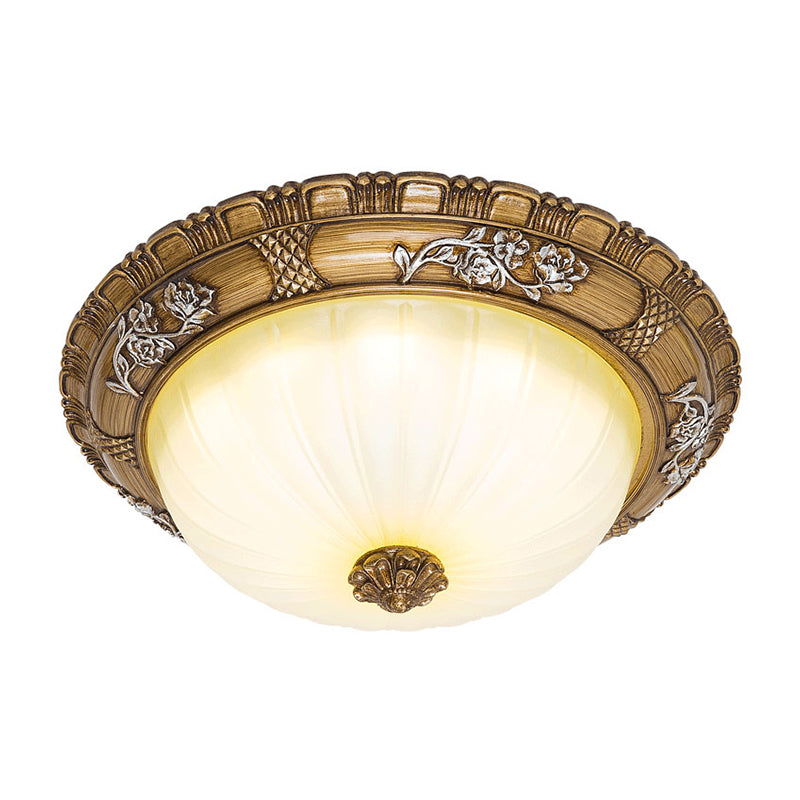 LED Deckenleuchte mit Bowl Shade Tan Glas traditionelle Schlafzimmer Flush Lampe in Braun, 14"/16"/19.5" Breite