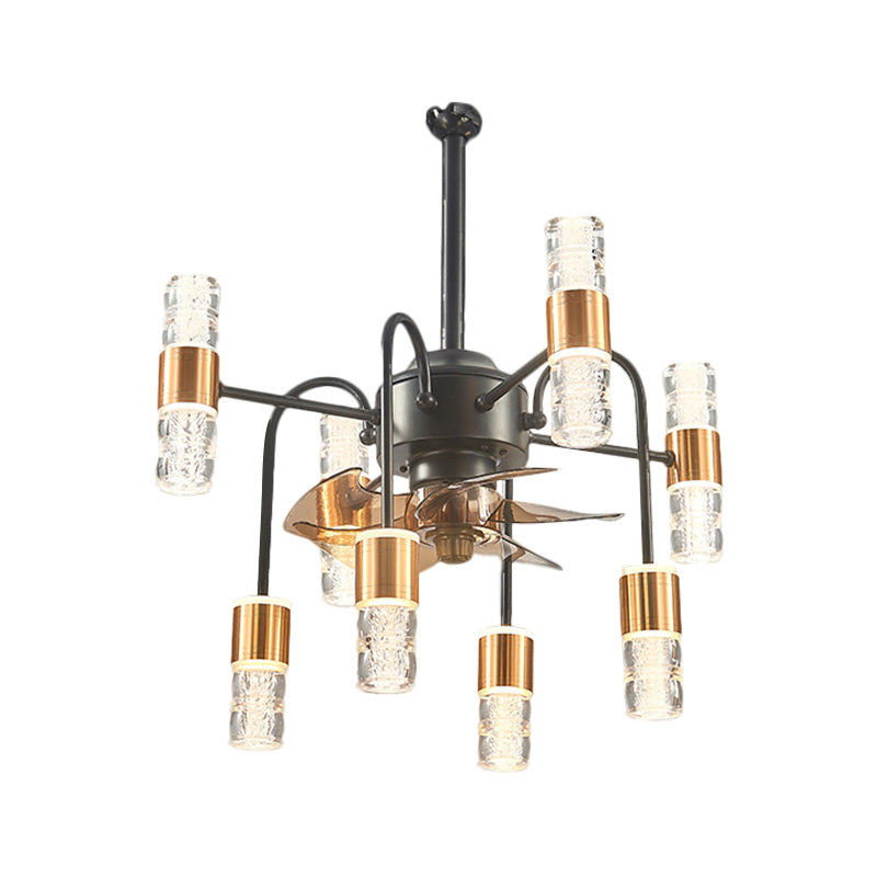 Modernist Sputnik Hanging Lüfter hell Metallic 8-Licht Schlafzimmer Halbflush-Lampe mit 3 braunen Klingen in Gold, 22 "W.