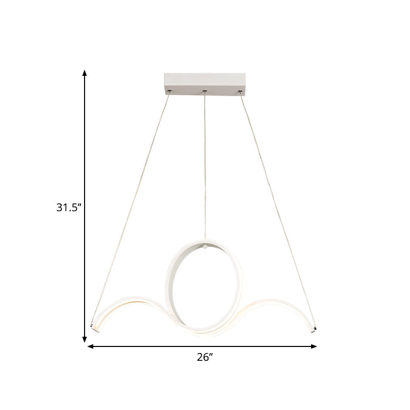Twending acryl slinger licht Minimalistische LED Witte hanger Kroonluchter in warm/wit licht voor eetkamer