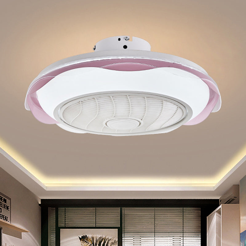 Weiß/Rosa/Blue Circle Deckenlüfter Leuchte Modernismus LED Metal Semi Flush Lampe, 20,5 "W.