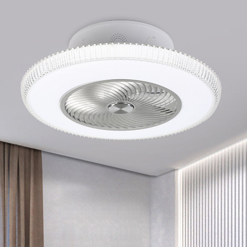 Moderne ronde ventilator verlichtingsarmatuur Metallic LED Parlor Semi Flush in White, 23,5 "W