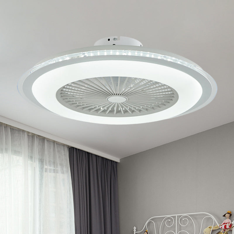 Kreisförmige Deckenventilator Leichtminimalist Metall 23,5 "Weit weiß/rosa Finish LED Semi Flush Lampe