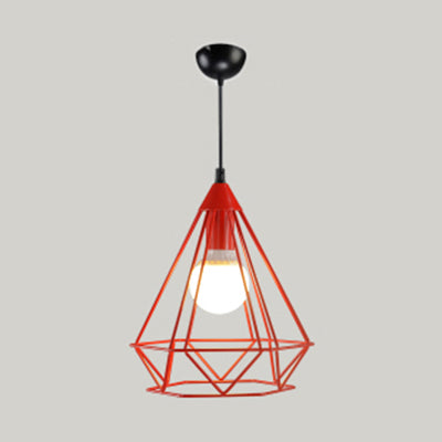 Luz de colgante de estilo moderno Diamond Cage Un solo cabezal colgante Metálico para el hotel