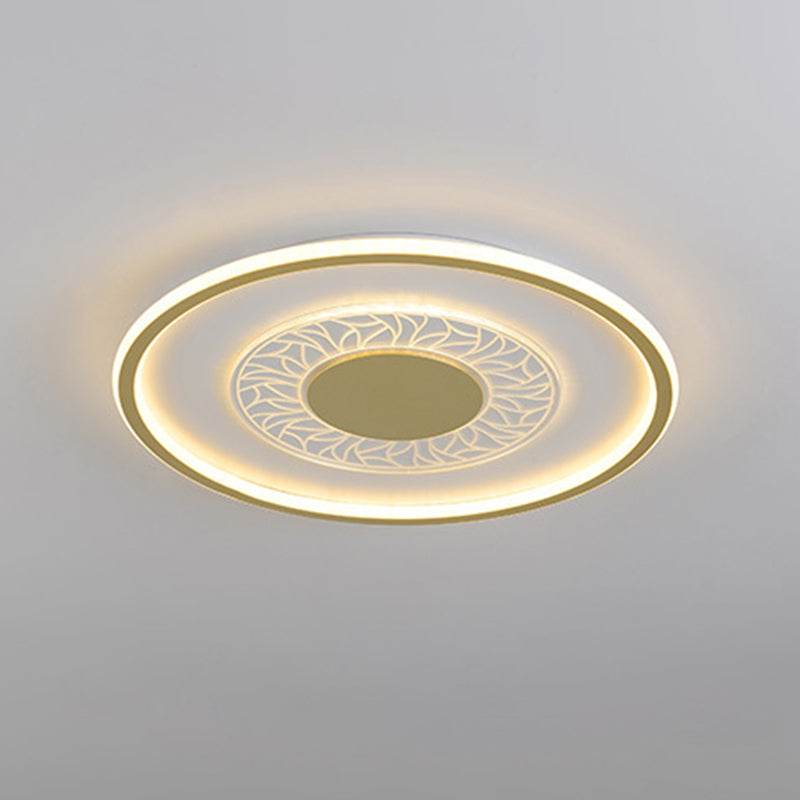 Square/Round Metal Flush Lighting Simplicity 16"/19.5" Width LED Gold Ceiling Lamp Fixture
