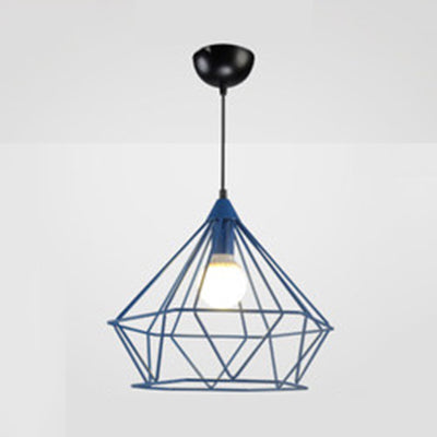 Luz de colgante de estilo moderno Diamond Cage Un solo cabezal colgante Metálico para el hotel