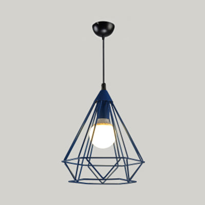 Luz de colgante de estilo moderno Diamond Cage Un solo cabezal colgante Metálico para el hotel