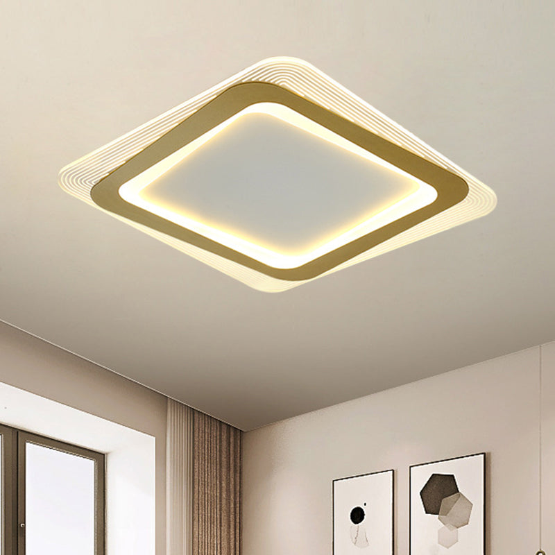 Metallische quadratische/runde Unterputzleuchte, moderne LED-Unterputzleuchte in Gold, 16"/19,5" breit