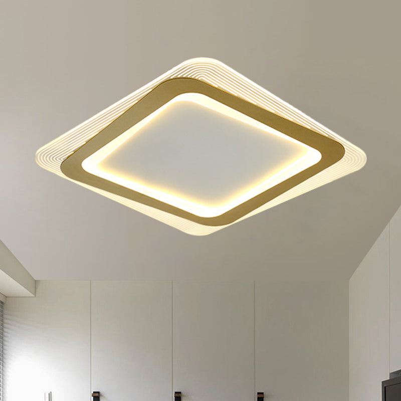 Metallische quadratische/runde Unterputzleuchte, moderne LED-Unterputzleuchte in Gold, 16"/19,5" breit
