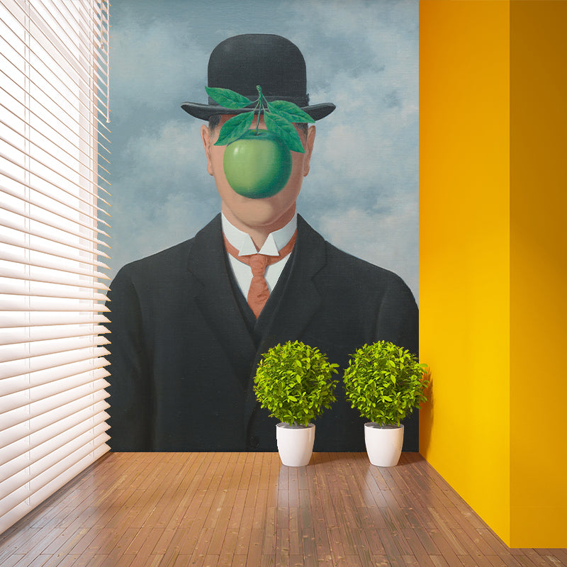 The Son of Man Murals Decal Black-Green Surrealism Wall Covering for Living Room
