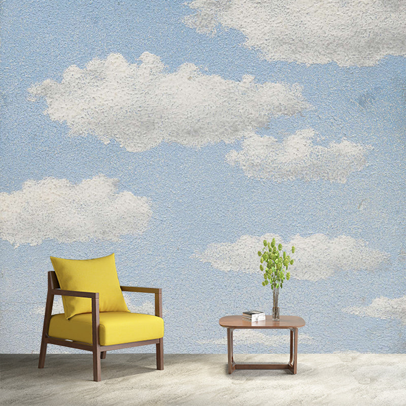 White-Blue Sunny Day Murals Washable Surreal Living Room Wall Decoration, Non-Woven