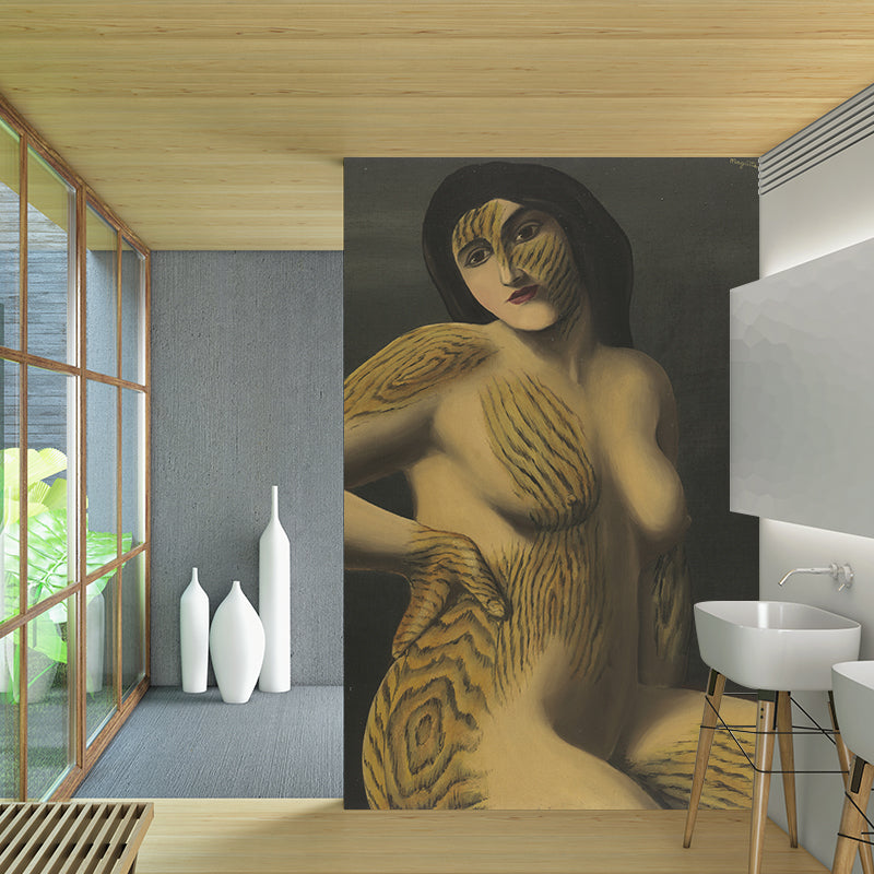 Full Size Surreal Murals Wallpaper Brown Rene Magritte the Ontdekking Wall Decor, Custom Made