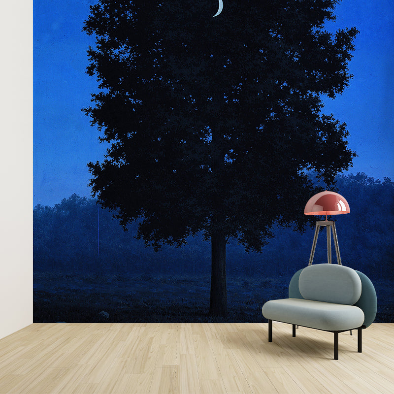 Waterproof Crescent in Tree Murals Decal Surreal Non-Woven Wall Art, Made to Measure