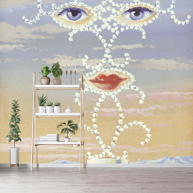 Full-Size Surreal Wall Paper Murals Pastel Color Rene Magritte Sheherazade Painting Wall Decor, Custom Print
