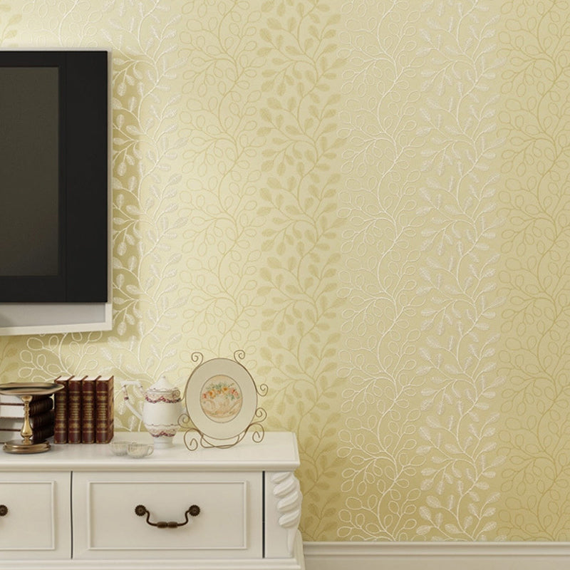 Rural Leafy Vines Wallpaper for Bedroom 57.1-sq ft Wall Decoration in Pastel Color