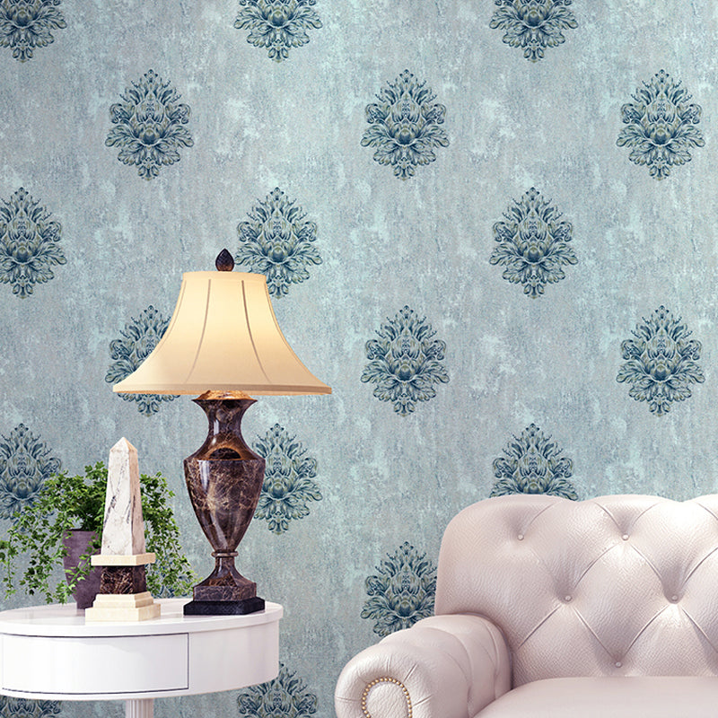 Damask Flower Wallpaper Roll Vintage 3D Embossed Wall Covering in Pastel Color, Unpasted